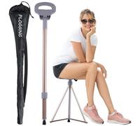 Silla de caña portátil Plegable, bastón Ligero con Asiento, bastón de Asiento trípode Resistente para Hombres y Mujeres con Bolsa de Viaje, bastón de Caminar con Asiento para Ancianos, Adultos