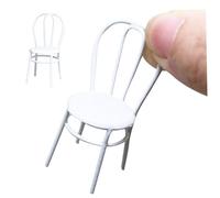 Silla de casa de muñecas, 2 Piezas, Escala 1:12, Silla en Miniatura de aleación, de muñeca Vintage, Muebles de muñeca DIY para Cocina, jardinería, decoración de Aromas, Color Blanco..