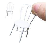 Silla de casa de muñecas, 2 Piezas, Escala 1:12, Silla en Miniatura de aleación, muñeca Vintage, Muebles de muñeca DIY para Cocina, jardinería, decoración de Aromas, Miniatura Blanca