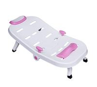 Silla de champú para bebé, silla de lavado de pelo, ajustable, transpirable, estilo alfombrilla de baño, soporte para bañera para bebés para niños de 0 a 10 años, 85,5 x 40 x 16,5 cm (rosa y blanco)
