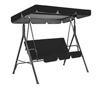 Silla de Columpio con Dosel de jardín, Banco de Columpio para Exteriores con Dosel Ajustable, cojín extraíble para Patio, Porche Junto a la Piscina, 190 x 132 x 15 cm, Negro