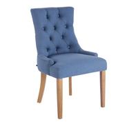 CLP Silla Comedor Aberdeen En Tela & Base De Madera I Silla De Salón Chesterfield Look, Color:Azul, Color del Marco:Envejecido Claro