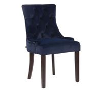 CLP Silla Comedor Aberdeen En Terciopelo & Base De Madera I Silla En Chesterfield Look, Color:Azul, Color del Marco:Antiguo