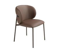 Silla de Comedor ÁNGEL CERDÁ 4239, Asiento Envolvente Tapizado en Polipiel Marrón Oscuro y Patas de Acero, Diseño Moderno, 59 x 62 x 82 cm
