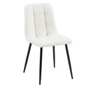 CLP Silla de Comedor Antibes tapizada en Polipiel I Butaca de salón con Base metálica de 4 Patas I Asiento de Cocina, Color:Blanco