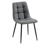 CLP Silla de Comedor Antibes tapizada en Polipiel I Butaca de salón con Base metálica de 4 Patas I Asiento de Cocina, Color:Gris Oscuro