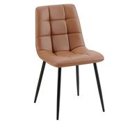 CLP Silla de Comedor Antibes tapizada en Polipiel I Butaca de salón con Base metálica de 4 Patas I Asiento de Cocina, Color:marrón Oscuro