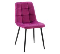 CLP Silla de Comedor tapizada Antibes, Silla de Cocina con Terciopelo, Respaldo y Estructura de Metal Negro, soporta hasta 150 kg, Color:Violeta