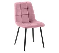 CLP Silla de Comedor tapizada Antibes, Silla de Cocina con Terciopelo, Respaldo y Estructura de Metal Negro, soporta hasta 150 kg | Color Rosa