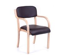 Silla de comedor apilable con brazos, silla moderna de piel sintética, marco de madera para sala de estar u oficina, cómodo diseño de reposabrazos individual