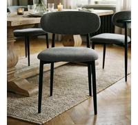 Silla de comedor AZUL en juego de 2 unidades, color gris - Silla moderna con funda de tela, silla tapizada para comedor y cocina, silla de comedor con respaldo ergonómico, estructura de metal estable