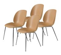 Silla de Comedor Beetle Base Cónica/Cromo Negro/Marrón Ámbar 4 Uds.