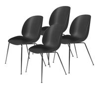Silla de Comedor Beetle Base Cónica/Cromo Negro/ Negro 4 Uds.