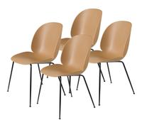 Silla de Comedor Beetle Base Cónica/Negro Mate/Marrón Ámbar 4 Uds.