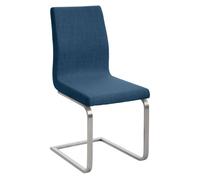 CLP Silla de Comedor Belfort de Tela, Cantilever Moderno con Asiento Acolchado & Respaldo Alto, Estructura de Acero Inoxidable, Color:Azul