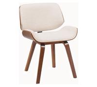 CLP Silla de Comedor Funda de Tela Beverley, Silla de Cocina con Madera Curvada, con Respaldo, tapizada, Color:Nuez/Crema