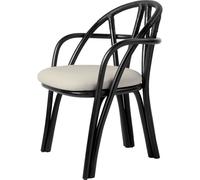 Silla de Comedor Bistra con Reposabrazos de Ratán Pintado en ébano/Fustagno Limonta 001