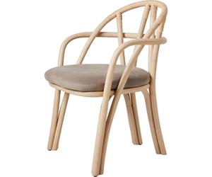Silla de Comedor Bistra con Reposabrazos en Ratán Lacado Natural/fustagno Limonta 002