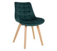 CLP Silla De Comedor Brook En Terciopelo Sin Reposabrazos I Butaca De Salón Escandinava con Base De Madera De 4 Patas, Color:Verde Claro
