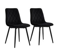 Relaxdays Silla Comedor, Pack de 2, Terciopelo, Patas Metal, 120 kg, Negra