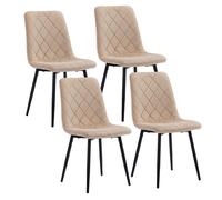 Relaxdays Sillas Comedor, 4 uds, Terciopelo, Patas Metal, 120 kg, Beige | Salón y cocina, silla de cocina tapizada
