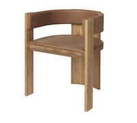 Silla de Comedor Coleccionable con Tapizado de Cuero Coñac y Roble Lacado Cálido