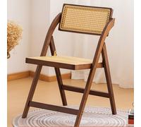 Silla de comedor con asiento y respaldo tejidos de ratán, silla plegable de madera sin brazos, diseño portátil y plegable para sala de estar, dormitorio, jardín y balcón