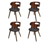 Silla de Comedor con Tapicería Mixta de Cuero y Tela, Diseño Ergonómico y Estructura Sólida de Madera, Conjunto de 4 Sillas con Soporte de Peso de 110 kg por