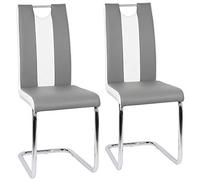 Silla de comedor de 2 piezas moderna con respaldo alto y asiento acolchado, silla mecedora para comedor, cocina, sala de estar, oficina (gris claro + blanco, 2 piezas)