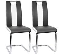 Silla de comedor de 2 piezas moderna con respaldo alto y asiento acolchado, silla mecedora para comedor, cocina, sala de estar, oficina (negro + blanco, 2 piezas)