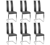 Silla de comedor de 2 piezas moderna con respaldo alto y asiento acolchado, silla mecedora para comedor, cocina, sala de estar, oficina (negro + blanco, 6 unidades)