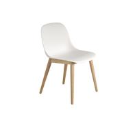 Silla de Comedor de Fibra con Base de Madera Blanco/Roble