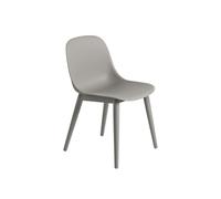 Silla de Comedor de Fibra con Base de Madera Gris