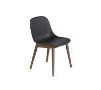 Silla de Comedor de Fibra con Base de Madera Marrón Oscuro