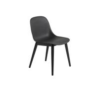 Silla de Comedor de Fibra con Base de Madera Negro