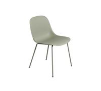 Silla de Comedor de Fibra con Base de Tubo Verde Polvoriento