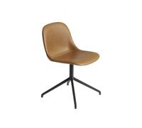 Silla de Comedor de Fibra con Base Giratoria Tapizada en Piel Coñac/ Negro
