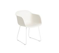 Silla de Comedor de Fibra con Reposabrazos y Base Blanco