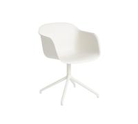 Silla de Comedor de Fibra con Reposabrazos y Base Giratoria Blanco