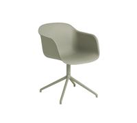 Silla de Comedor de Fibra con Reposabrazos y Base Giratoria Verde Polvoriento