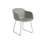 Silla de Comedor de Fibra con Reposabrazos y Base Gris