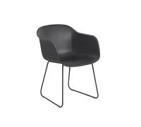 Silla de Comedor de Fibra con Reposabrazos y Base Negro