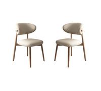 Silla de comedor de madera sencilla con cojín, silla de ocio, silla de comedor de madera maciza para el hogar, adecuada para restaurante, sala de estar, hotel, posada, taberna, cafe Light khaki 2 pcs