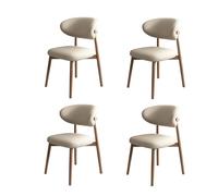 Silla de comedor de madera sencilla con cojín, silla de ocio, silla de comedor de madera maciza para el hogar, adecuada para restaurante, sala de estar, hotel, posada, taberna, cafet Light khaki 4pcs