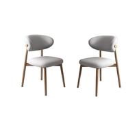 Silla de comedor de madera sencilla con cojín, silla de ocio, silla de comedor de madera maciza para el hogar, adecuada para restaurante, sala de estar, hotel, posada, taberna, cafet Light gray 2 pcs