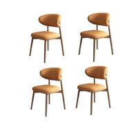 Silla de comedor de madera sencilla con cojín, silla de ocio, silla de comedor de madera maciza para el hogar, adecuada para restaurante, sala de estar, hotel, posada, taberna, cafetería orange 4pcs