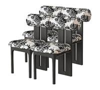 Silla De Comedor De Madera Sólida Juego De 2, Respaldo Cilíndrico Ergonómico Moderno Retro Vintage, Asiento De Espuma De Alta Resiliencia 45D(4pcs,Blossom,Ebony)