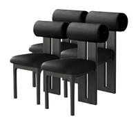 Silla De Comedor De Madera Sólida Juego De 2, Respaldo Cilíndrico Ergonómico Moderno Retro Vintage, Asiento De Espuma De Alta Resiliencia 45D(4pcs,Black Leather_Ebony)
