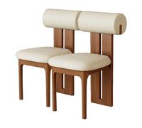 Silla De Comedor De Madera Sólida Juego De 2, Respaldo Cilíndrico Ergonómico Moderno Retro Vintage, Asiento De Espuma De Alta Resiliencia 45D(2pcs,White Leather,Walnut)