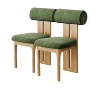 Silla De Comedor De Madera Sólida Juego De 2, Respaldo Cilíndrico Ergonómico Moderno Retro Vintage, Asiento De Espuma De Alta Resiliencia 45D(2pcs,Green,Natural)